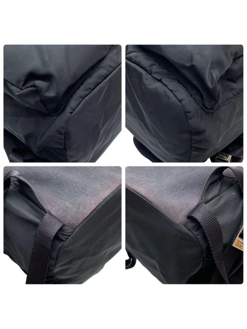 Prada Nylon Triangular Plate Logo Backpack Black